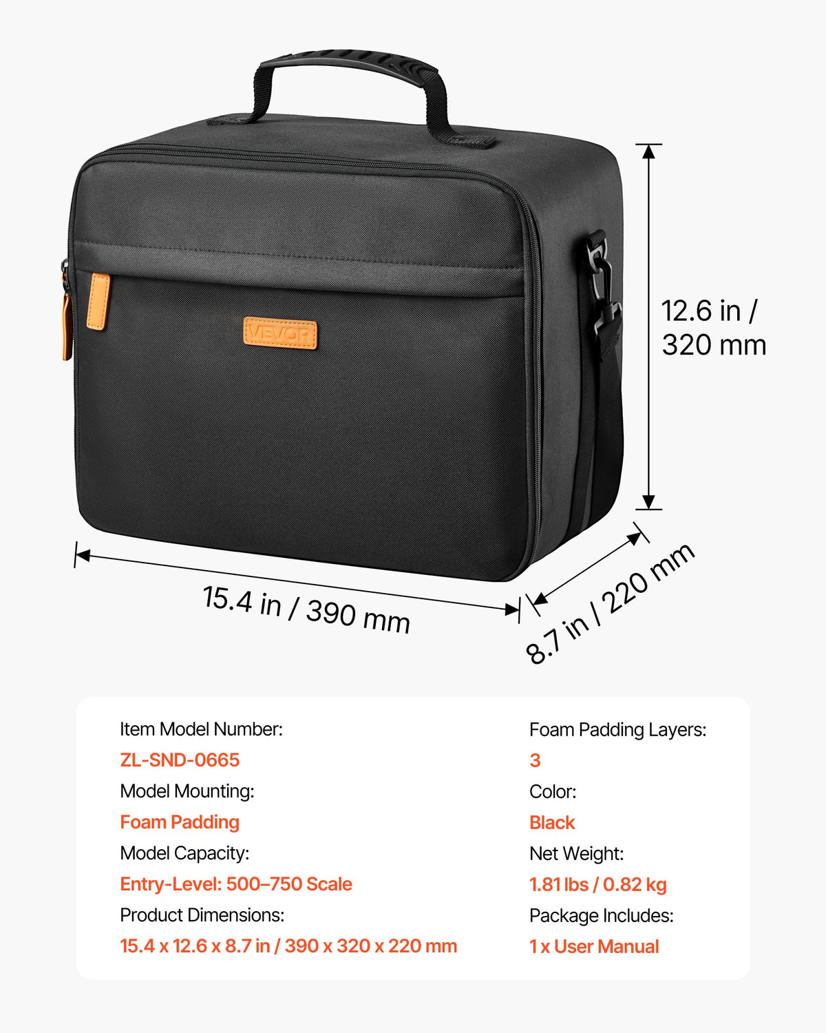 VEVOR Miniature Storage Carrying Figure Bag, Fits for 1:500-1:750 Scale Models, Miniature Transport Bag with Adjustable Shoulder Strap, 3 Foam Layers for Large Storage Capacity (Minis Not Included) - CDGDRMJCMX000N5TT001V0 - view 8