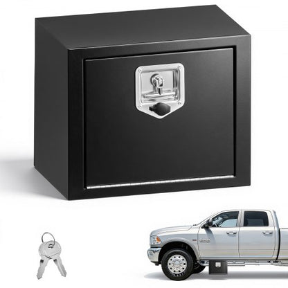 VEVOR Underbody Truck Tool Box, 18 x 12 x 14 Inch Heavy Duty Steel Trailer Storage Box with Lock & Keys, Waterproof Trailer Storage Organizer Under Body Chest with T-Handle for Truck, Van, SUV, Black - CDGJX3181214D0FKP001V0 - view 2