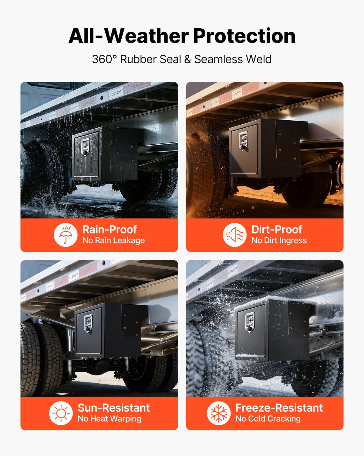 VEVOR Underbody Truck Tool Box, 18 x 12 x 14 Inch Heavy Duty Steel Trailer Storage Box with Lock & Keys, Waterproof Trailer Storage Organizer Under Body Chest with T-Handle for Truck, Van, SUV, Black - CDGJX3181214D0FKP001V0 - view 4
