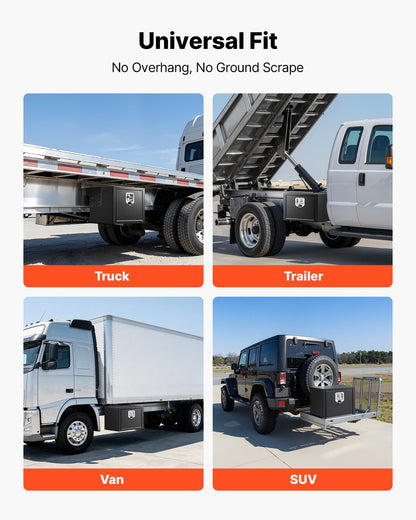 VEVOR Underbody Truck Tool Box, 18 x 12 x 14 Inch Heavy Duty Steel Trailer Storage Box with Lock & Keys, Waterproof Trailer Storage Organizer Under Body Chest with T-Handle for Truck, Van, SUV, Black - CDGJX3181214D0FKP001V0 - view 6