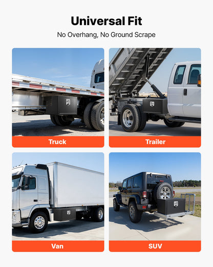 VEVOR Underbody Truck Tool Box, 24 x 12 x 14 Inch Heavy Duty Steel Trailer Storage Box with Lock & Keys, Waterproof Trailer Storage Organizer Under Body Chest with T-Handle for Truck, Van, SUV, Black - CDGJX3241214LR08R001V0 - view 6