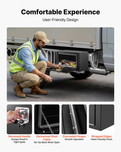 VEVOR Underbody Truck Tool Box, 24 x 12 x 14 Inch Heavy Duty Steel Trailer Storage Box with Lock & Keys, Waterproof Trailer Storage Organizer Under Body Chest with T-Handle for Truck, Van, SUV, Black - CDGJX3241214LR08R001V0 - view 7