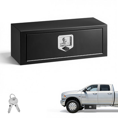 VEVOR Underbody Truck Tool Box, 27 x 10 x 10 Inch Heavy Duty Steel Trailer Storage Box with Lock & Keys, Waterproof Trailer Storage Organizer Under Body Chest with T-Handle for Truck, Van, SUV, Black - CDGJX32710100FWH7001V0 - view 1