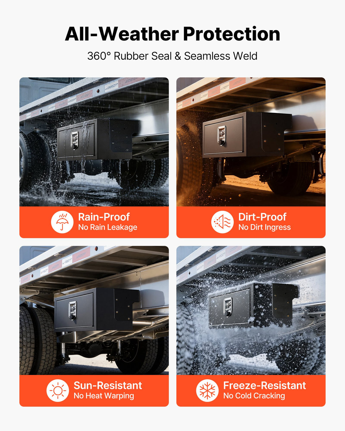 VEVOR Underbody Truck Tool Box, 27 x 10 x 10 Inch Heavy Duty Steel Trailer Storage Box with Lock & Keys, Waterproof Trailer Storage Organizer Under Body Chest with T-Handle for Truck, Van, SUV, Black - CDGJX32710100FWH7001V0 - view 4
