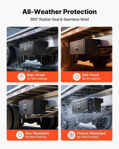 VEVOR Underbody Truck Tool Box, 27 x 10 x 10 Inch Heavy Duty Steel Trailer Storage Box with Lock & Keys, Waterproof Trailer Storage Organizer Under Body Chest with T-Handle for Truck, Van, SUV, Black - CDGJX32710100FWH7001V0 - view 4