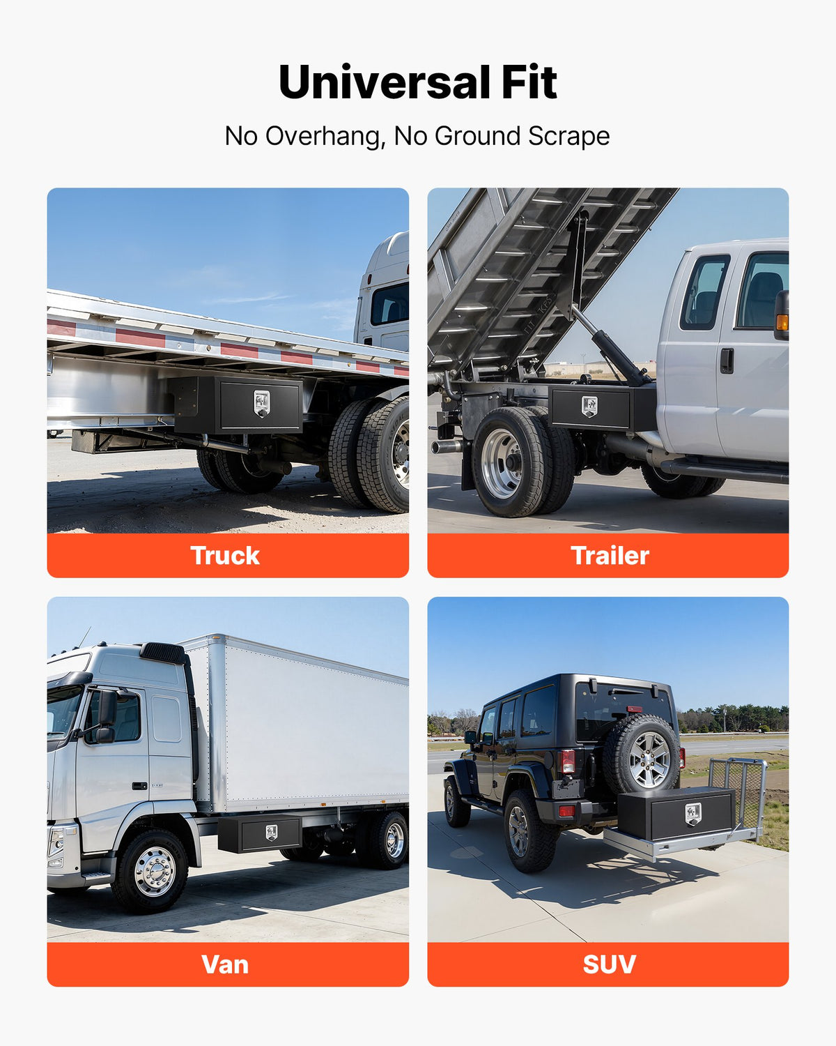 VEVOR Underbody Truck Tool Box, 27 x 10 x 10 Inch Heavy Duty Steel Trailer Storage Box with Lock & Keys, Waterproof Trailer Storage Organizer Under Body Chest with T-Handle for Truck, Van, SUV, Black - CDGJX32710100FWH7001V0 - view 6