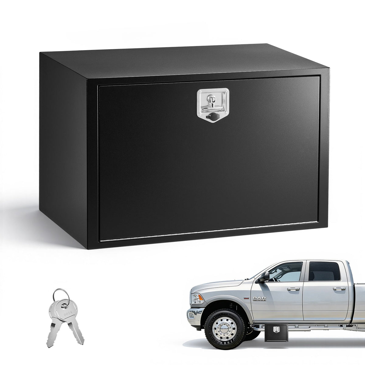 VEVOR Underbody Truck Tool Box, 36 x 24 x 24 Inch Heavy Duty Steel Trailer Storage Box with Lock & Keys, Waterproof Trailer Storage Organizer Under Body Chest with T-Handle for Truck, Van, SUV, Black - CDGJX33624244R6AG001V0 - view 1