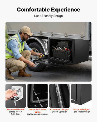 VEVOR Underbody Truck Tool Box, 36 x 24 x 24 Inch Heavy Duty Steel Trailer Storage Box with Lock & Keys, Waterproof Trailer Storage Organizer Under Body Chest with T-Handle for Truck, Van, SUV, Black - CDGJX33624244R6AG001V0 - view 7