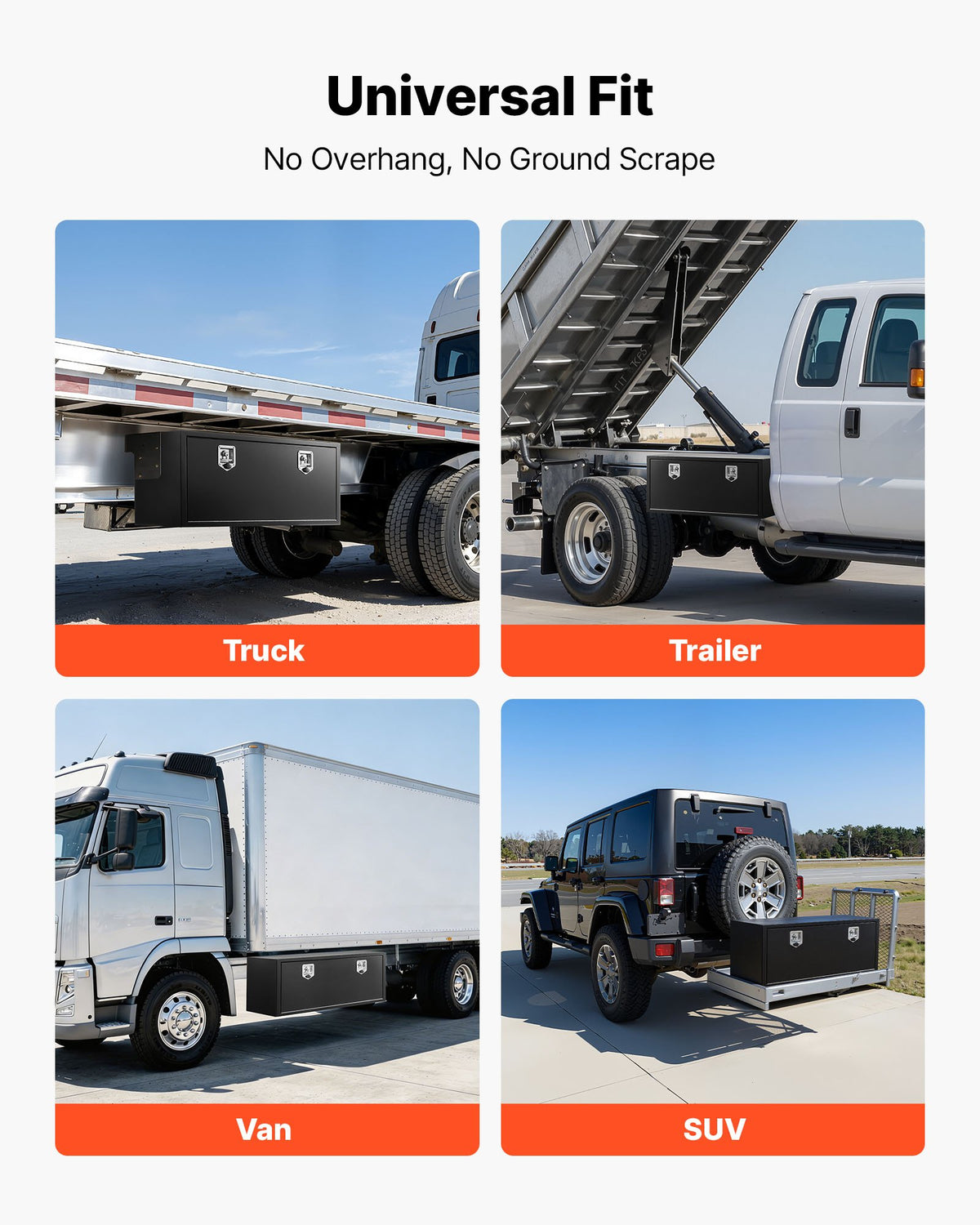 VEVOR Underbody Truck Tool Box, 48 x 18 x 18 Inch Heavy Duty Steel Trailer Storage Box with Lock & Keys, Waterproof Trailer Storage Organizer Under Body Chest with T-Handle for Truck, Van, SUV, Black - CDGJX34818189XD8T001V0 - view 6