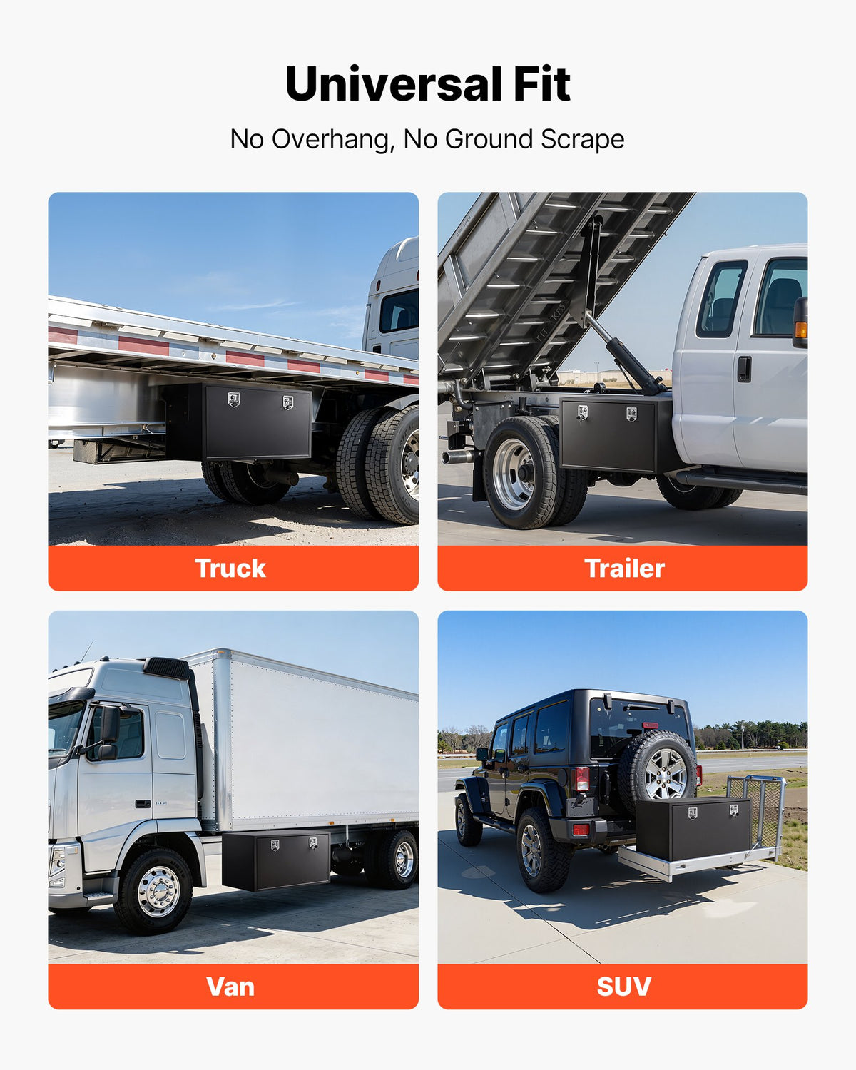 VEVOR Underbody Truck Tool Box, 48 x 24 x 24 Inch Heavy Duty Steel Trailer Storage Box with Lock & Keys, Waterproof Trailer Storage Organizer Under Body Chest with T-Handle for Truck, Van, SUV, Black - CDGJX3482424G0AG7001V0 - view 6