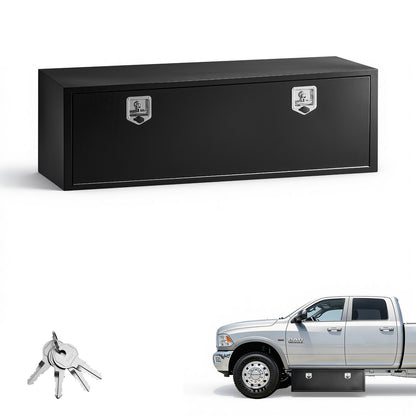 VEVOR Underbody Truck Tool Box, 60 x 18 x 18 Inch Heavy Duty Steel Trailer Storage Box with Lock & Keys, Waterproof Trailer Storage Organizer Under Body Chest with T-Handle for Truck, Van, SUV, Black - CDGJX3601818CPCLZ001V0 - view 1