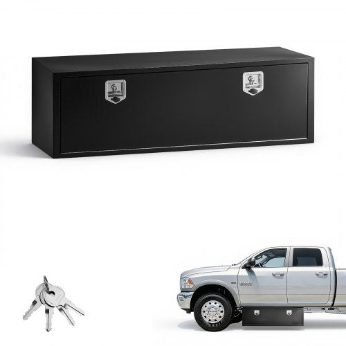 VEVOR Underbody Truck Tool Box, 60 x 18 x 18 Inch Heavy Duty Steel Trailer Storage Box with Lock & Keys, Waterproof Trailer Storage Organizer Under Body Chest with T-Handle for Truck, Van, SUV, Black - CDGJX3601818CPCLZ001V0 - view 2