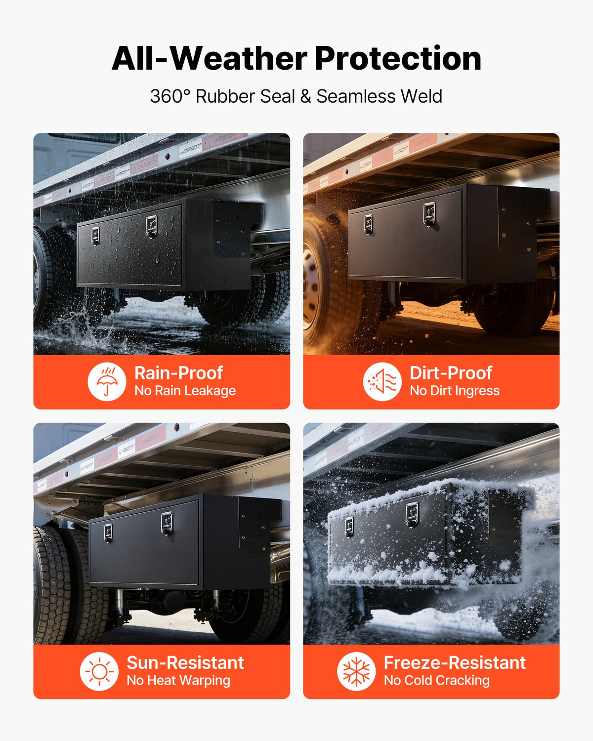 VEVOR Underbody Truck Tool Box, 60 x 18 x 18 Inch Heavy Duty Steel Trailer Storage Box with Lock & Keys, Waterproof Trailer Storage Organizer Under Body Chest with T-Handle for Truck, Van, SUV, Black - CDGJX3601818CPCLZ001V0 - view 4