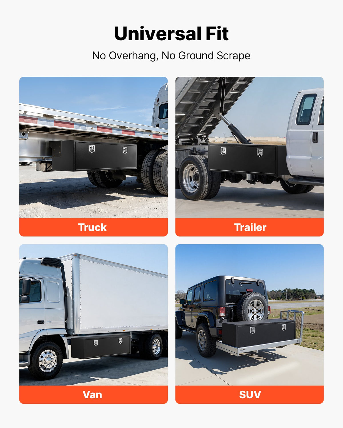 VEVOR Underbody Truck Tool Box, 60 x 18 x 18 Inch Heavy Duty Steel Trailer Storage Box with Lock & Keys, Waterproof Trailer Storage Organizer Under Body Chest with T-Handle for Truck, Van, SUV, Black - CDGJX3601818CPCLZ001V0 - view 6