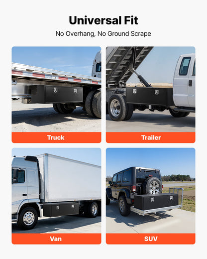 VEVOR Underbody Truck Tool Box, 60 x 18 x 18 Inch Heavy Duty Steel Trailer Storage Box with Lock & Keys, Waterproof Trailer Storage Organizer Under Body Chest with T-Handle for Truck, Van, SUV, Black - CDGJX3601818CPCLZ001V0 - view 6