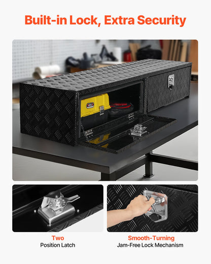 VEVOR Truck Tool Box, 72 x 13 x 16 Inch, Black Aluminum Tread Topsider Toolbox with Dual Drop Doors, Heavy Duty Lockable Storage and Organization Box with Latch, Corrosion-Resistant, for Truck Bed - CDGJXL7213163YTH5001V0 - view 6
