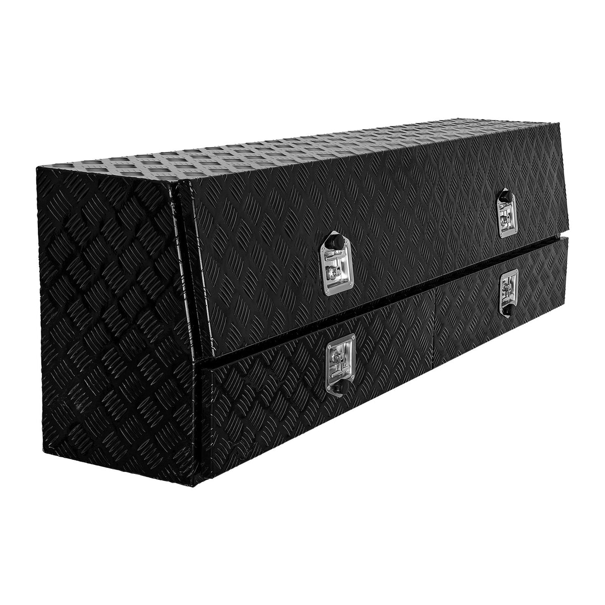 VEVOR Contractor Truck Tool Box, 72 x 21 x 13 in, Black Tread Aluminum TopSider Toolbox with Two Lower Drawers, Flip Up Door, Weather-Resistant Heavy Duty Storage Box with Latch, for Truck Bed Pickup - CDGJXL722113MTFE3001V0 - view 10