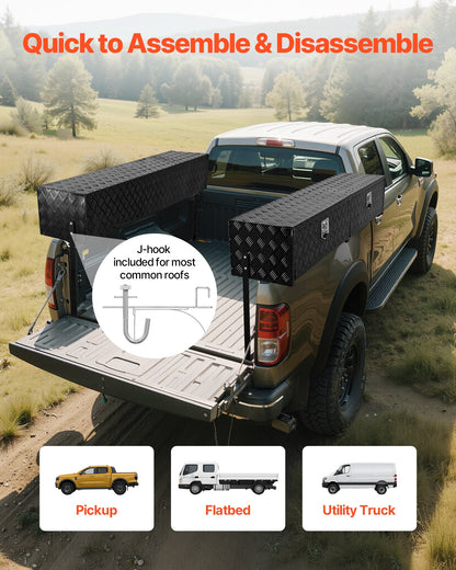 VEVOR Truck Tool Box, 88 x 16 x 13 Inch, Black Aluminum Tread Topsider Toolbox with Dual Drop Doors, Heavy Duty Lockable Storage and Organization Box with Latch, Corrosion-Resistant, for Truck Bed - CDGJXL881316PK4PK001V0 - view 5