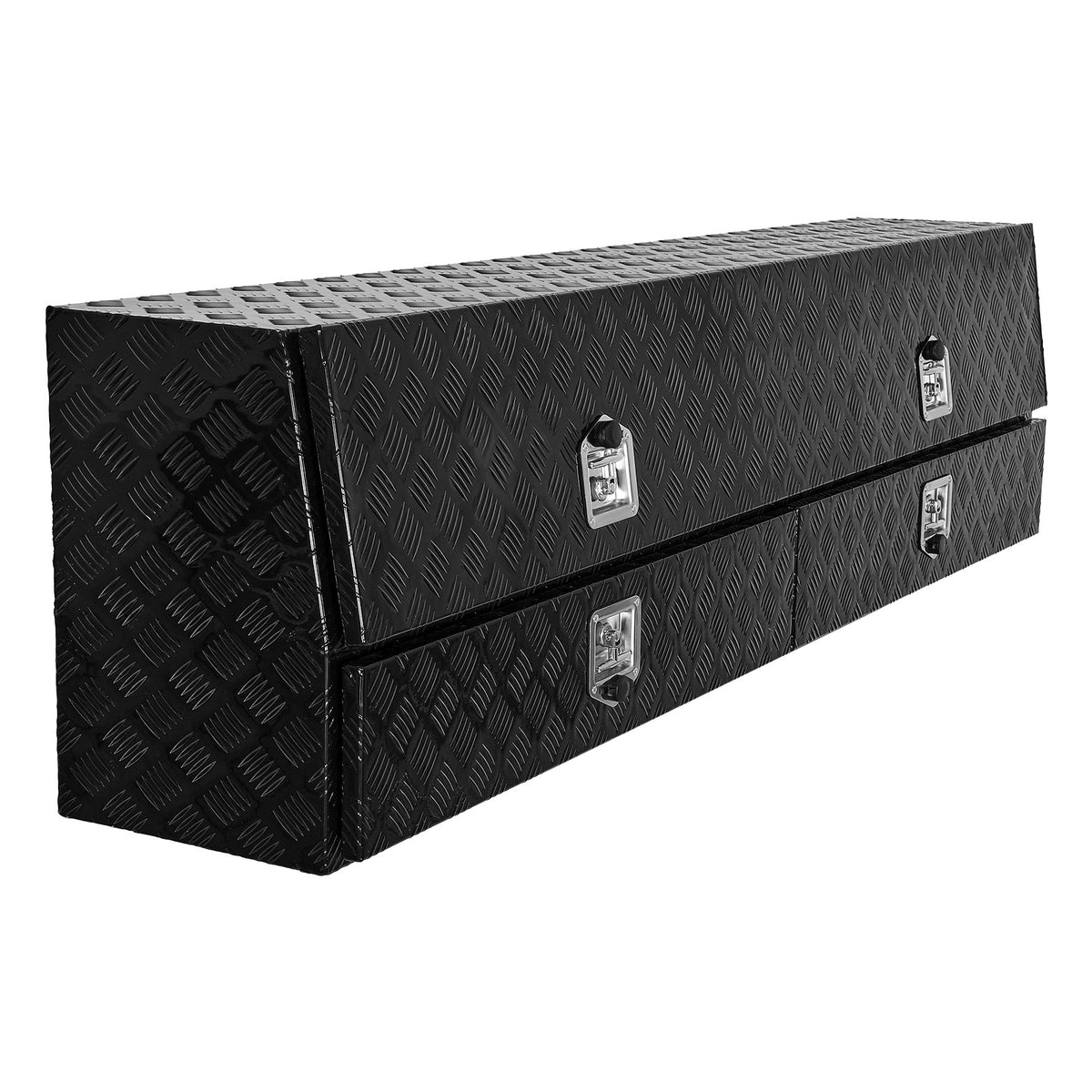 VEVOR Contractor Truck Tool Box, 81.5 x 21 x 13 in, Black Tread Aluminum TopSider Toolbox with Two Lower Drawers, Flip Up Door, Weather-Resistant Heavy Duty Storage Box, with Latch, for Truck Bed - CDGJXL882113GEXQS001V0 - view 10