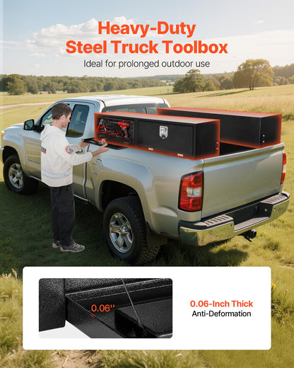 VEVOR Truck Tool Box, 72 x 13 x 16 Inch, Black Carbon Steel Topsider Toolbox with Dual Drop Doors, Heavy Duty Lockable Storage & Organization Box with Latch, Corrosion-Resistant, for Truck Bed Pickup - CDGJXTG721317EDQX001V0 - view 3