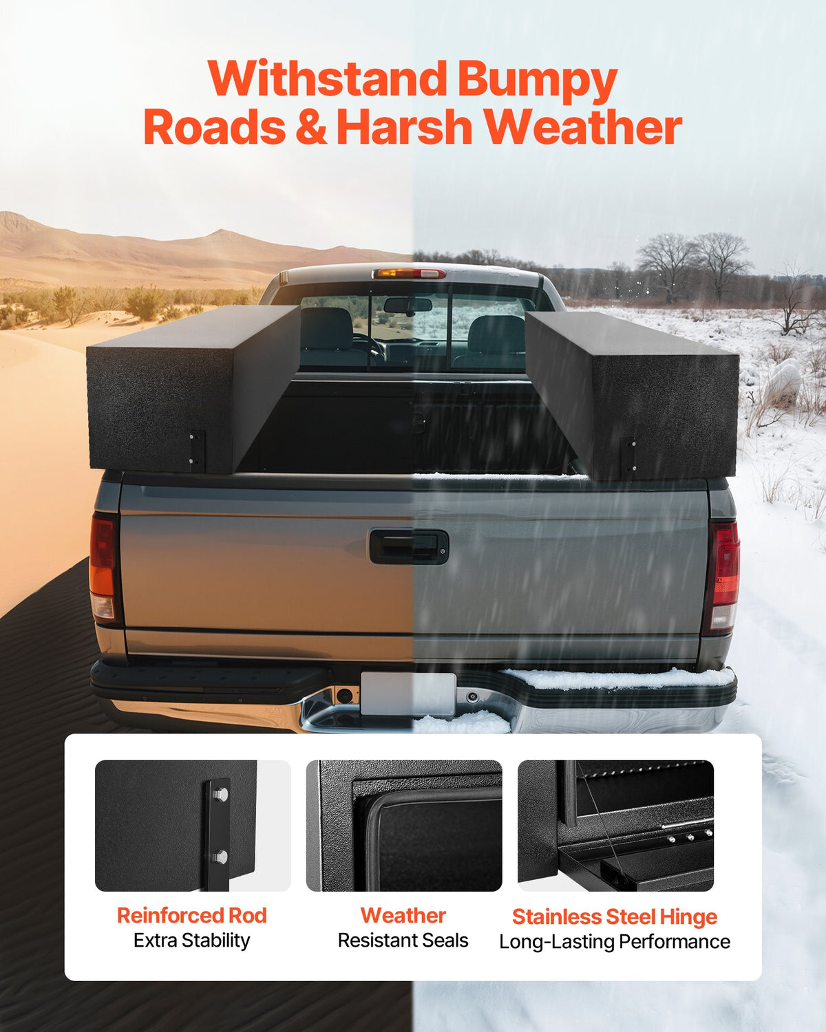 VEVOR Truck Tool Box, 72 x 13 x 16 Inch, Black Carbon Steel Topsider Toolbox with Dual Drop Doors, Heavy Duty Lockable Storage & Organization Box with Latch, Corrosion-Resistant, for Truck Bed Pickup - CDGJXTG721317EDQX001V0 - view 7
