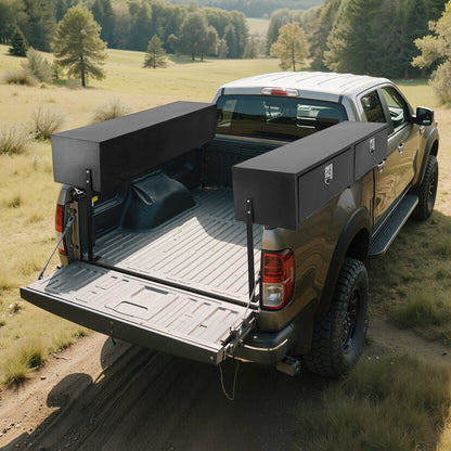 VEVOR Truck Tool Box, 72 x 13 x 16 Inch, Black Carbon Steel Topsider Toolbox with Dual Drop Doors, Heavy Duty Lockable Storage & Organization Box with Latch, Corrosion-Resistant, for Truck Bed Pickup - CDGJXTG721317EDQX001V0 - view 9