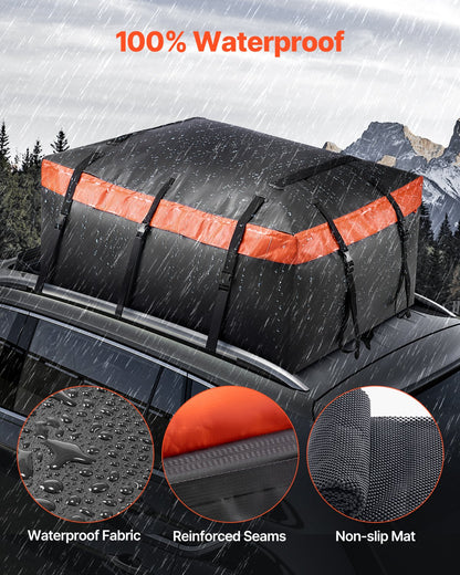 VEVOR Car Rooftop Cargo Carrier Bag, 20 Cubic Feet Roof Cargo Carrier, Heavy Duty 840D PVC 100% Waterproof Car Roof Luggage Bag for All Vehicle with/without Rack- with Lock, Anti-Slip Mat, 6 Door Hook - CDHBJX20LFYCT09VHV0 - view 3