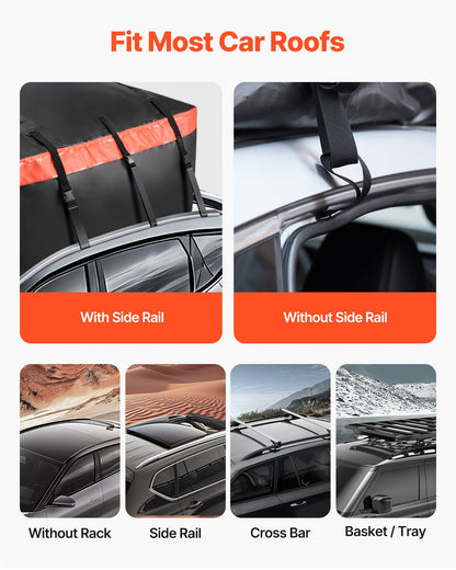 VEVOR Car Rooftop Cargo Carrier Bag, 23 Cubic Feet Roof Cargo Carrier, Heavy Duty 840D PVC 100% Waterproof Car Roof Luggage Bag for All Vehicle with/without Rack- with Lock, Anti-Slip Mat, 6 Door Hook - CDHBJX23CUFTPIS1VV0 - view 6