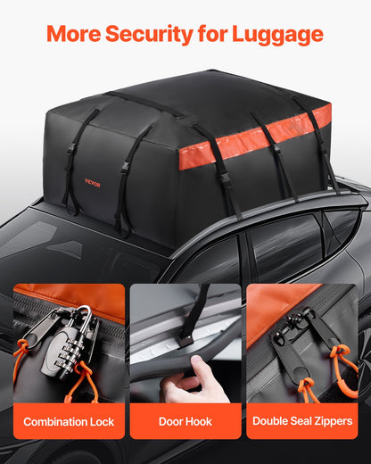 VEVOR Car Rooftop Cargo Carrier Bag, 23 Cubic Feet Roof Cargo Carrier, Heavy Duty 840D PVC 100% Waterproof Car Roof Luggage Bag for All Vehicle with/without Rack- with Lock, Anti-Slip Mat, 6 Door Hook - CDHBJX23CUFTPIS1VV0 - view 7
