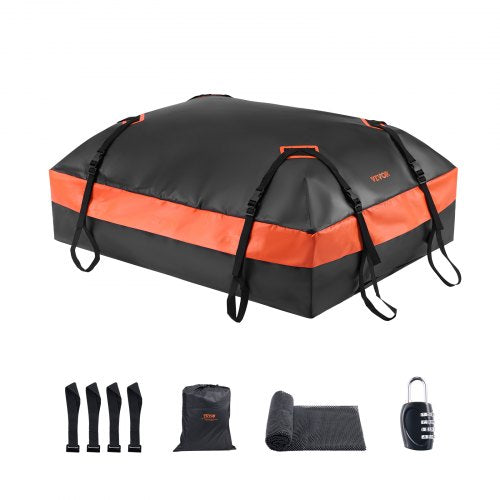 VEVOR Car Rooftop Cargo Carrier Bag, 15 Cubic Feet Car Roof Cargo Carrier, 100% Waterproof Heavy Duty 840D PVC Roof Luggage Bag for All Vehicle with/without Rack- with Lock, Non-Slip Mat, 4 Door Hooks - CDHBTX15CUFT8EPBDV0 - view 2
