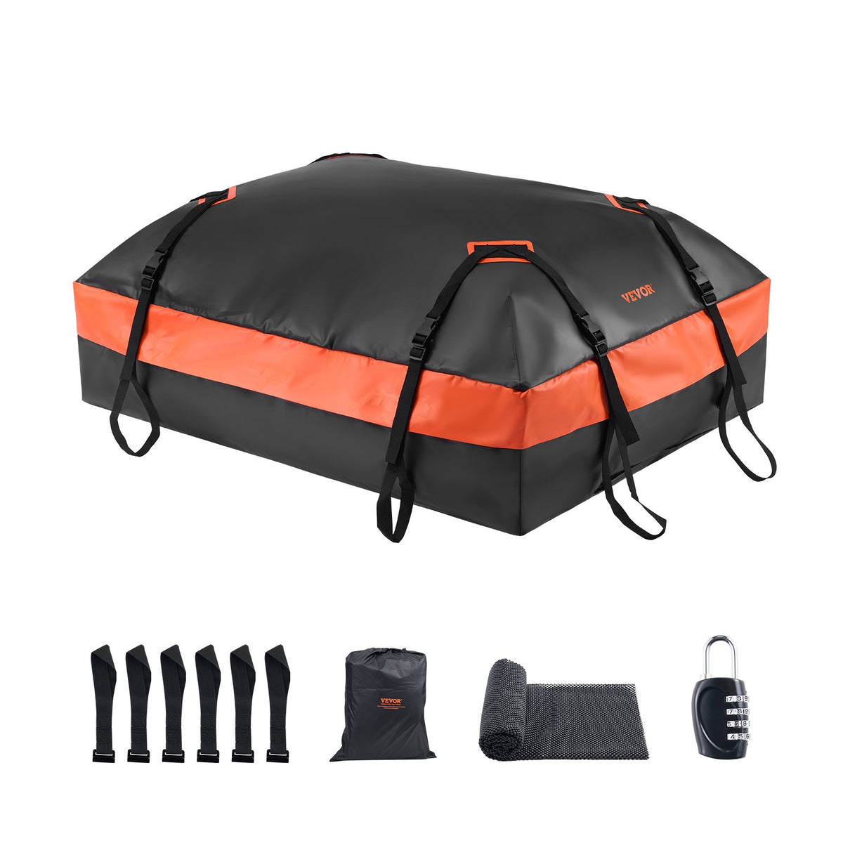 VEVOR Car Rooftop Cargo Carrier Bag, 21 Cubic Feet Car Roof Cargo Carrier, 100% Waterproof Heavy Duty 840D PVC Roof Luggage Bag for All Vehicle with/without Rack- with Lock, Non-Slip Mat, 6 Door Hooks - CDHBTX20LFYCKB502V0 - view 1
