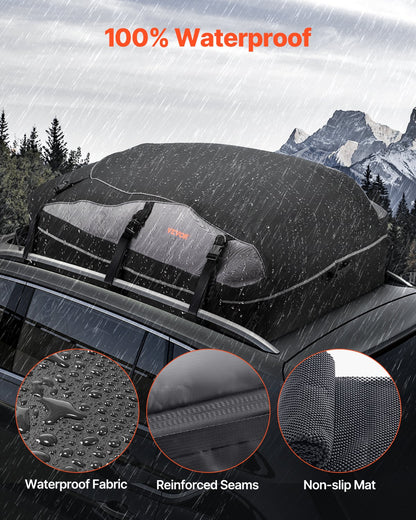 VEVOR Car Rooftop Cargo Carrier Bag, 21 Cubic Feet Cargo Carrier for Car Roof, 100% Waterproof 900D Oxford Cloth Roof Luggage Bag for All Vehicle with/without Rack- with Lock, Non-Slip Mat, Door Hooks - CDHBXM20LFYCV5QCOV0 - view 3