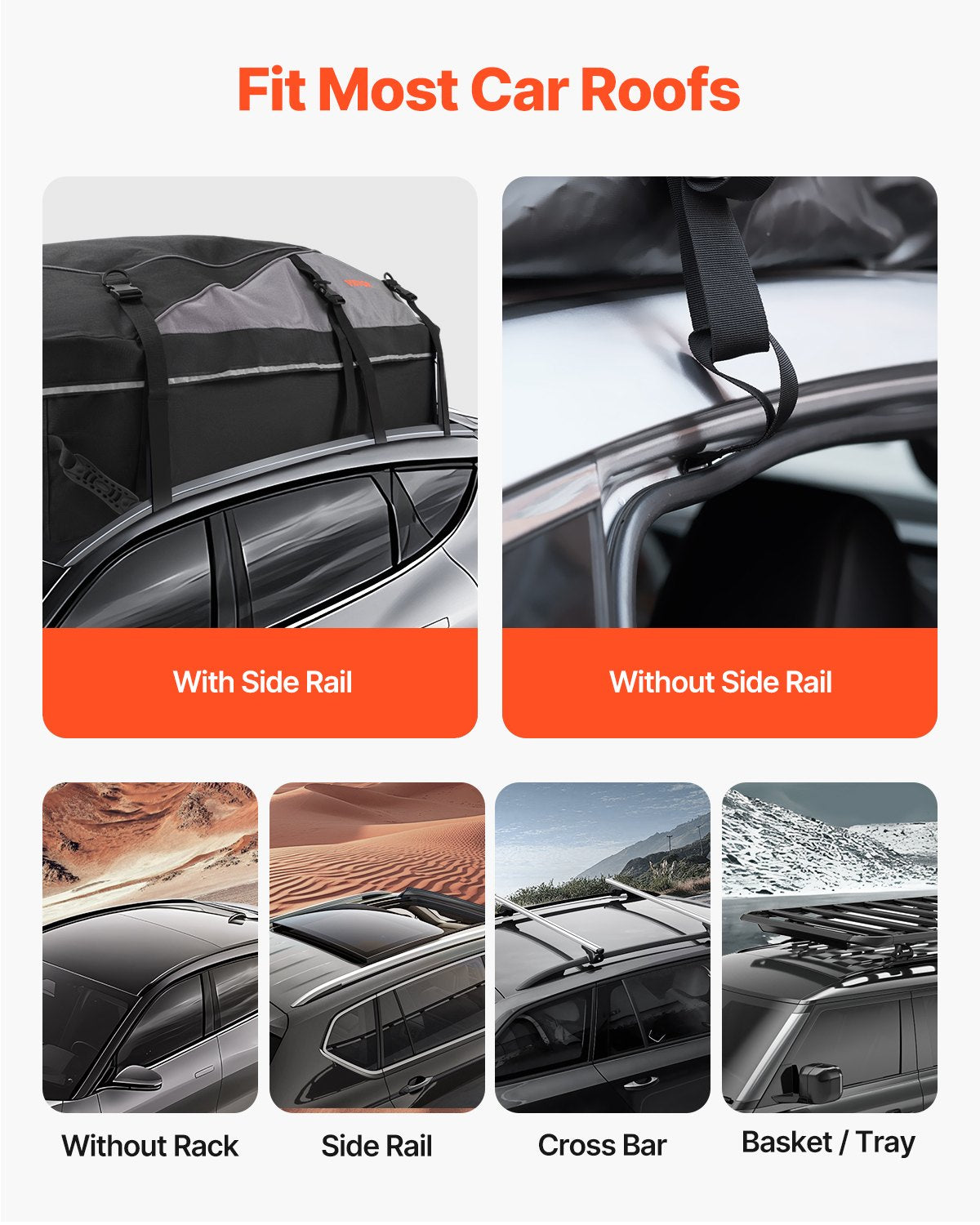 VEVOR Car Rooftop Cargo Carrier Bag, 21 Cubic Feet Cargo Carrier for Car Roof, 100% Waterproof 900D Oxford Cloth Roof Luggage Bag for All Vehicle with/without Rack- with Lock, Non-Slip Mat, Door Hooks - CDHBXM20LFYCV5QCOV0 - view 6