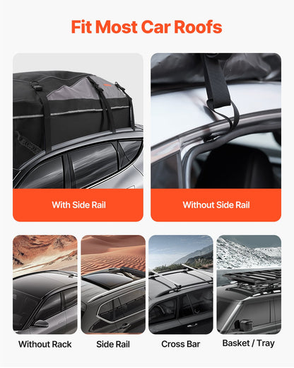 VEVOR Car Rooftop Cargo Carrier Bag, 21 Cubic Feet Cargo Carrier for Car Roof, 100% Waterproof 900D Oxford Cloth Roof Luggage Bag for All Vehicle with/without Rack- with Lock, Non-Slip Mat, Door Hooks - CDHBXM20LFYCV5QCOV0 - view 6