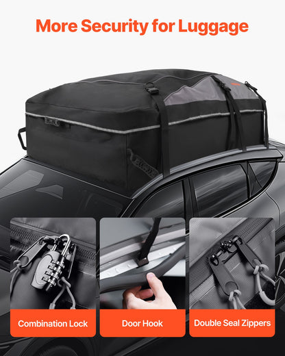 VEVOR Car Rooftop Cargo Carrier Bag, 21 Cubic Feet Cargo Carrier for Car Roof, 100% Waterproof 900D Oxford Cloth Roof Luggage Bag for All Vehicle with/without Rack- with Lock, Non-Slip Mat, Door Hooks - CDHBXM20LFYCV5QCOV0 - view 7