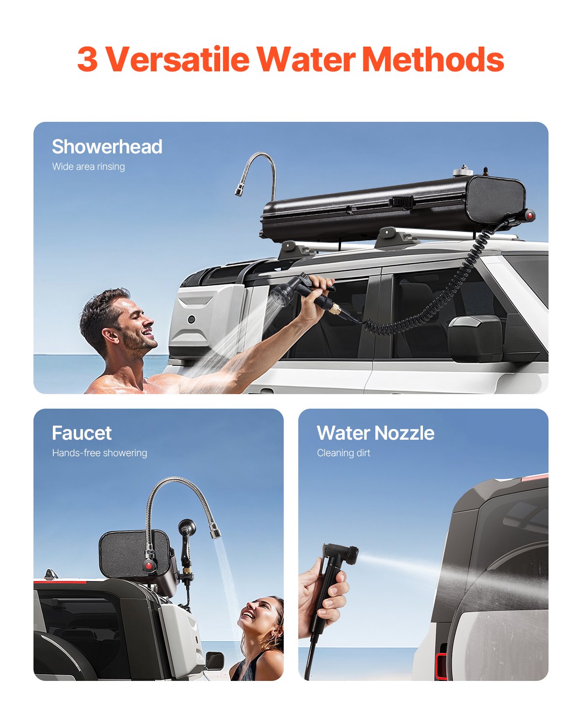 VEVOR Roof Rack Water Tank, 4.5 Gal, Multi-Dispensing Outdoor Tank with 2 Splash-Guard Panels & T-slot, High-Capacity Aluminum Tank with Pressurization Port, Fit for Trunks, Roll Bars, Crossbars - CDJSXZTK45GAO8HCDV0 - view 3