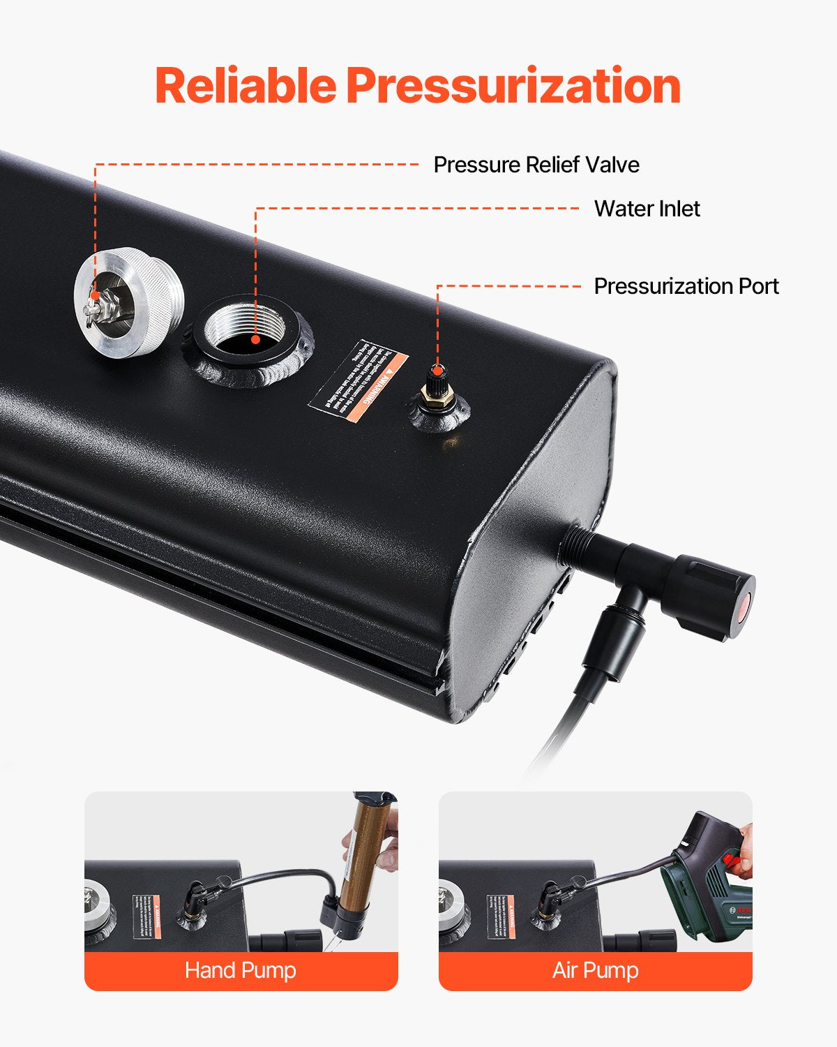 VEVOR Roof Rack Water Tank, 4.5 Gal, Multi-Dispensing Outdoor Tank with 2 Splash-Guard Panels & T-slot, High-Capacity Aluminum Tank with Pressurization Port, Fit for Trunks, Roll Bars, Crossbars - CDJSXZTK45GAO8HCDV0 - view 6