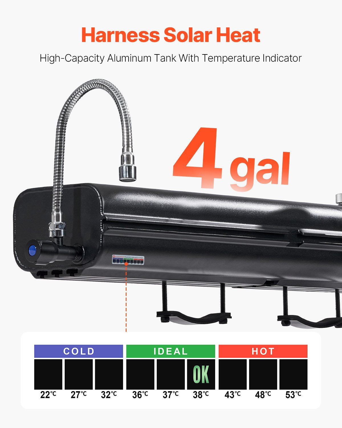 VEVOR Roof Rack Water Tank, 4 Gal, Multi-Dispensing Outdoor Tank with 2 Splash-Guard Panels & T-slot, High-Capacity Aluminum Tank with Pressurization Port, Fit for Trunks, Roll Bars, Crossbars - CDJSXZTK4GALFADHNV0 - view 5