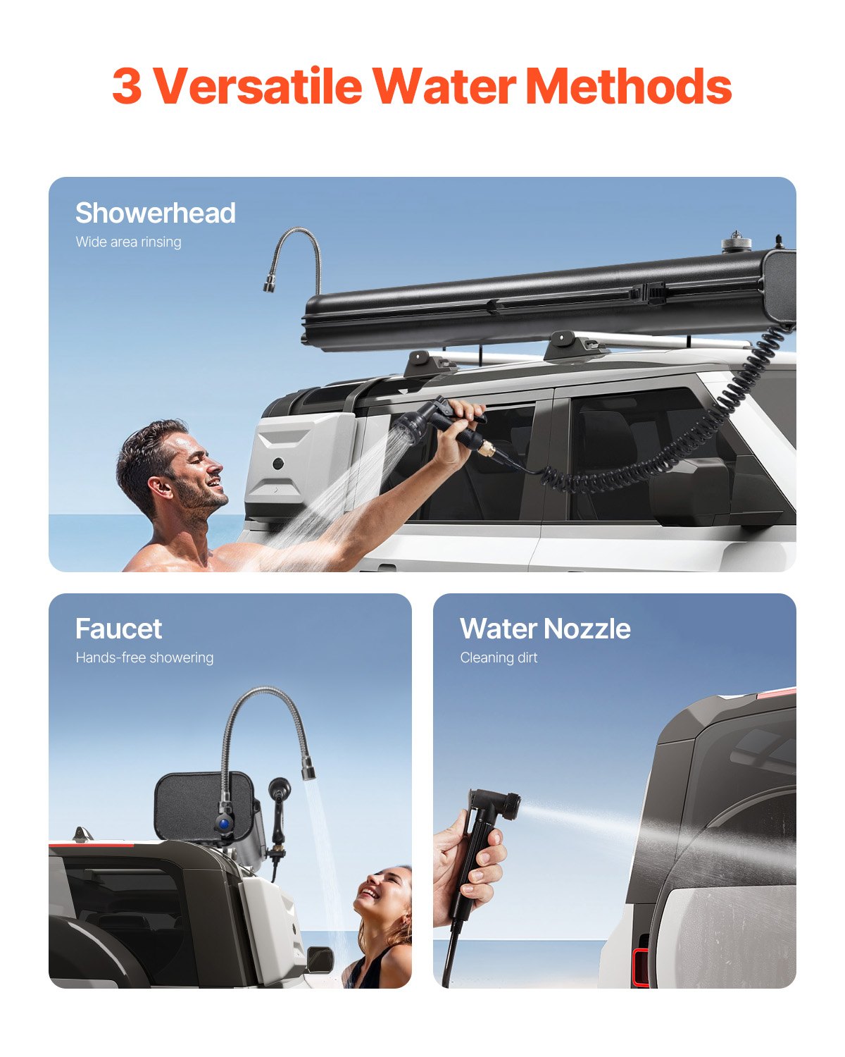 VEVOR Roof Rack Water Tank, 7 Gal, Multi-Dispensing Outdoor Tank with 2 Splash-Guard Panels & T-slot, High-Capacity Aluminum Tank with Pressurization Port, Fit for Trunks, Roll Bars, Crossbars - CDJSXZTK7GAL2UF8WV0 - view 3