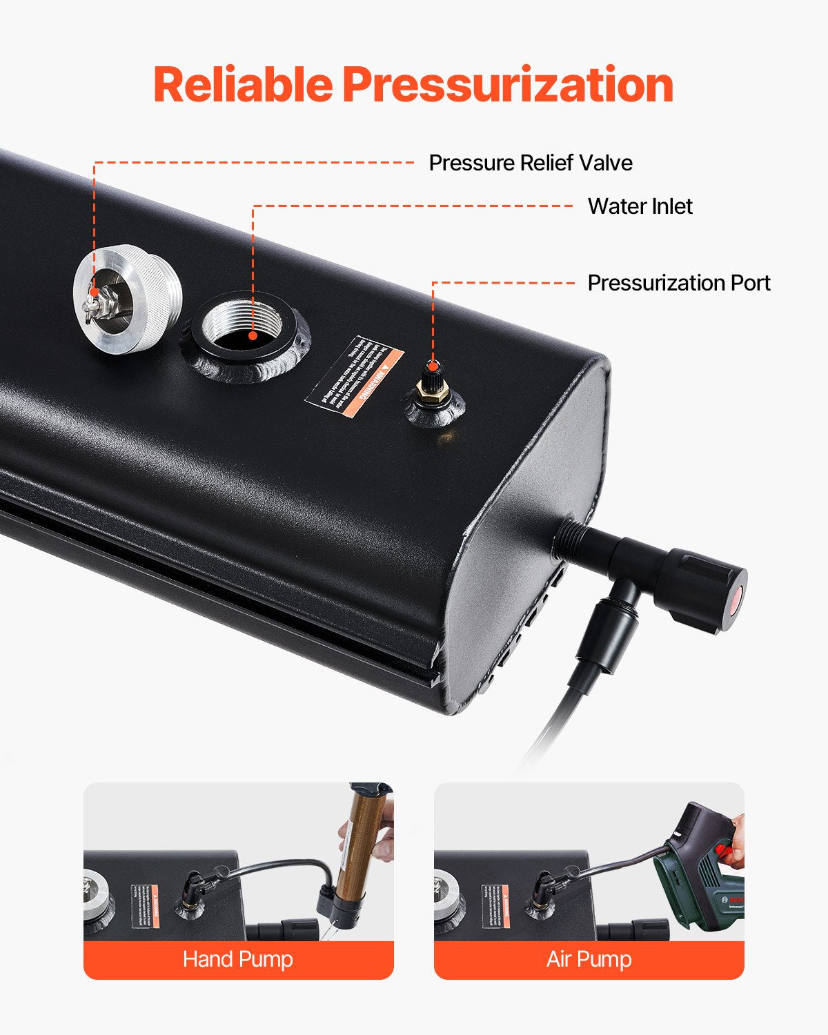 VEVOR Roof Rack Water Tank, 7 Gal, Multi-Dispensing Outdoor Tank with 2 Splash-Guard Panels & T-slot, High-Capacity Aluminum Tank with Pressurization Port, Fit for Trunks, Roll Bars, Crossbars - CDJSXZTK7GAL2UF8WV0 - view 6