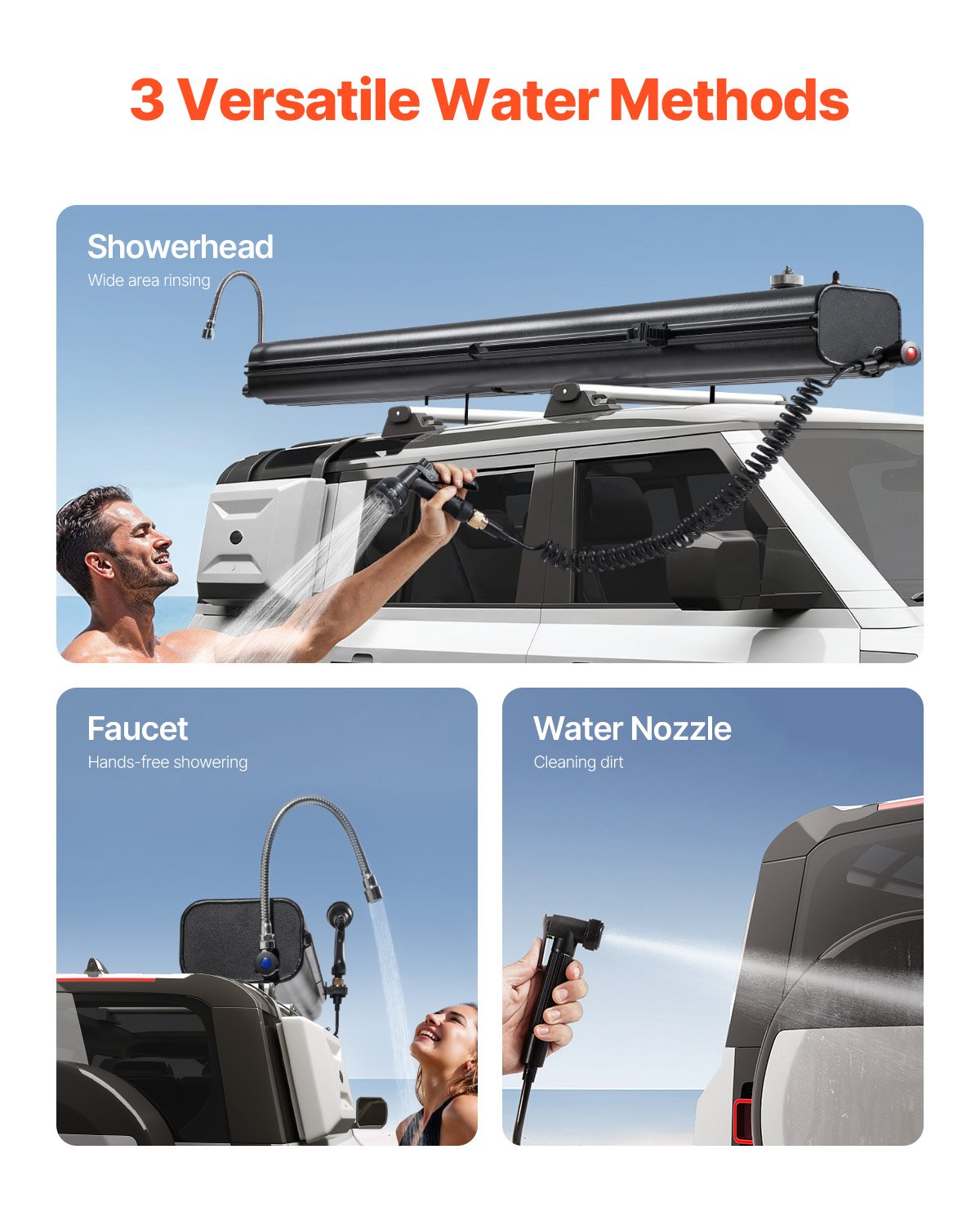 VEVOR Roof Rack Water Tank, 8 Gal, Multi-Dispensing Outdoor Tank with 2 Splash-Guard Panels & T-slot, High-Capacity Aluminum Tank with Pressurization Port, Fit for Trunks, Roll Bars, Crossbars - CDJSXZTK8GALWQSO7V0 - view 3