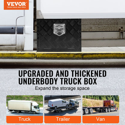 VEVOR Underbody Truck Box, 18" x 12" x 14" Pickup Storage Box, Heavy Duty Aluminum Diamond Plate Tool Box with Lock and Keys, Waterproof Trailer Storage Box with T-Handle Latch for Truck, Van, Trailer - CDKCGJX218120ZEXAV0 - view 3