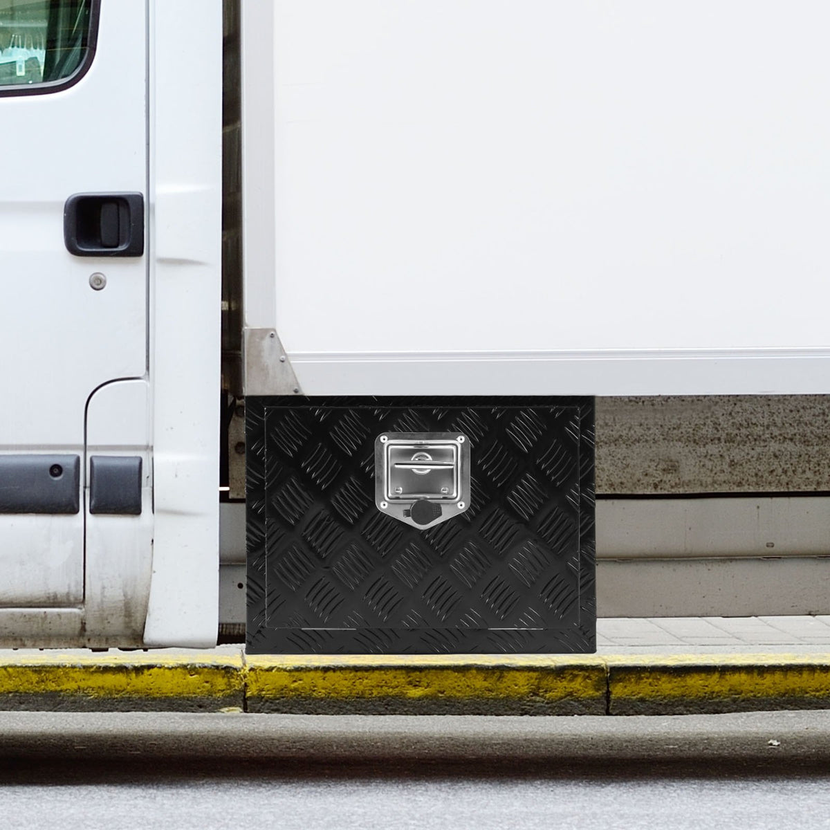 VEVOR Underbody Truck Box, 18" x 12" x 14" Pickup Storage Box, Heavy Duty Aluminum Diamond Plate Tool Box with Lock and Keys, Waterproof Trailer Storage Box with T-Handle Latch for Truck, Van, Trailer - CDKCGJX218120ZEXAV0 - view 9