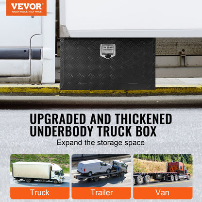 VEVOR Underbody Truck Box, 30" x 17" x 18" Pickup Storage Box, Heavy Duty Aluminum Diamond Plate Tool Box with Lock and Keys, Waterproof Trailer Storage Box with T-Handle Latch for Truck, Van, Trailer - CDKCGJX23017UOUSBV0 - view 3