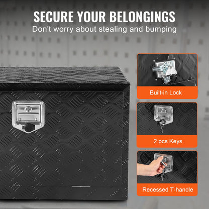 VEVOR Underbody Truck Box, 30" x 17" x 18" Pickup Storage Box, Heavy Duty Aluminum Diamond Plate Tool Box with Lock and Keys, Waterproof Trailer Storage Box with T-Handle Latch for Truck, Van, Trailer - CDKCGJX23017UOUSBV0 - view 7