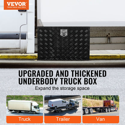 VEVOR Underbody Truck Box, 36" x 24" x 24" Pickup Storage Box, Heavy Duty Aluminum Diamond Plate Tool Box with Lock and Keys, Waterproof Trailer Storage Box with T-Handle Latch for Truck, Van, Trailer - CDKCGJX23624KJ1CAV0 - view 3