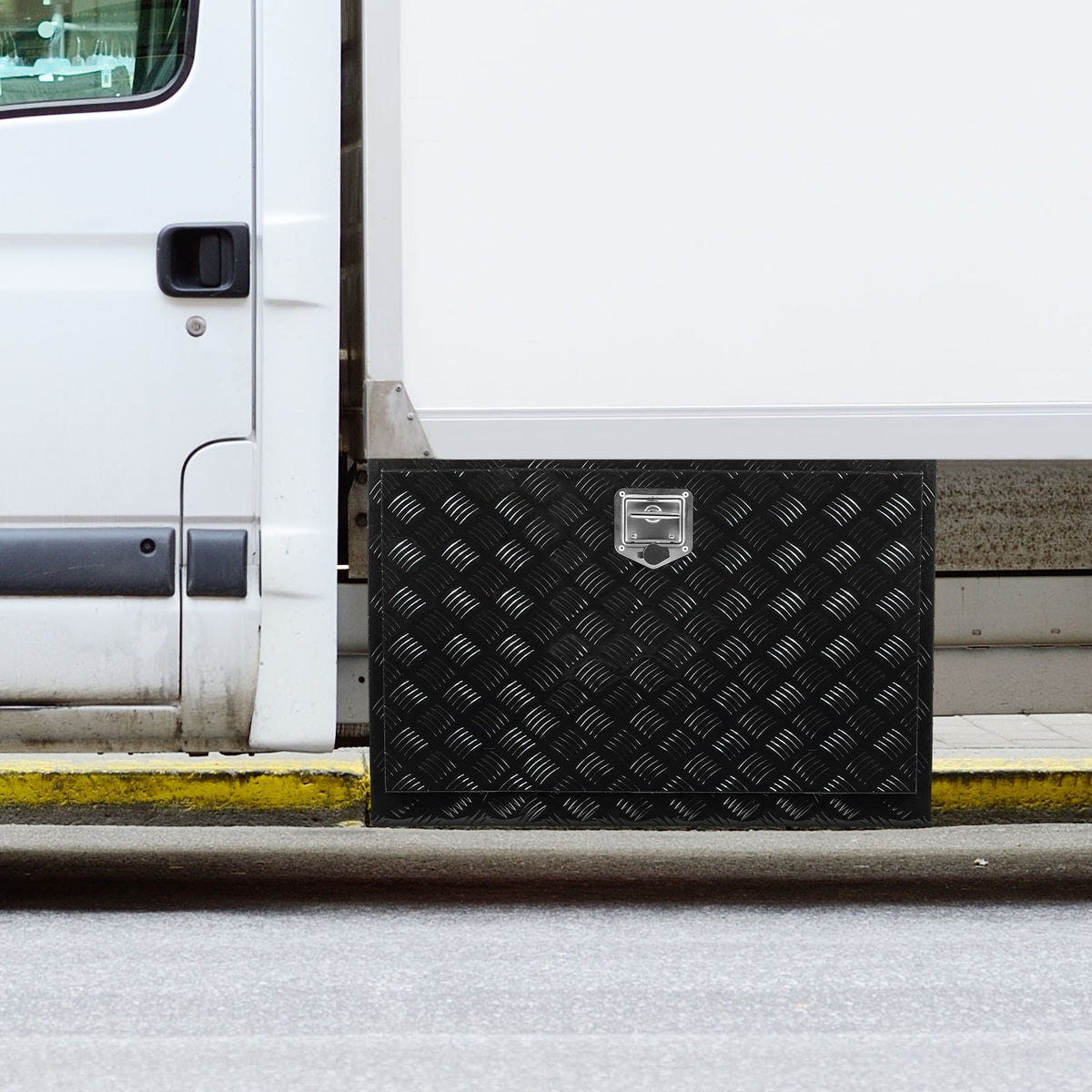 VEVOR Underbody Truck Box, 48" x 24" x 24" Pickup Storage Box, Heavy Duty Aluminum Diamond Plate Tool Box with Lock and Keys, Waterproof Trailer Storage Box with T-Handle Latch for Truck, Van, Trailer - CDKCGJX24824B5YRSV0 - view 9