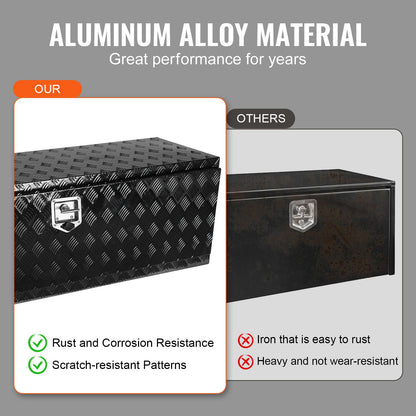 VEVOR Underbody Truck Box, 60" x 17" x 18" Pickup Storage Box, Heavy Duty Aluminum Diamond Plate Tool Box with Lock and Keys, Waterproof Trailer Storage Box with T-Handle Latch for Truck, Van, Trailer - CDKCGJX26017EYJ1NV0 - view 5