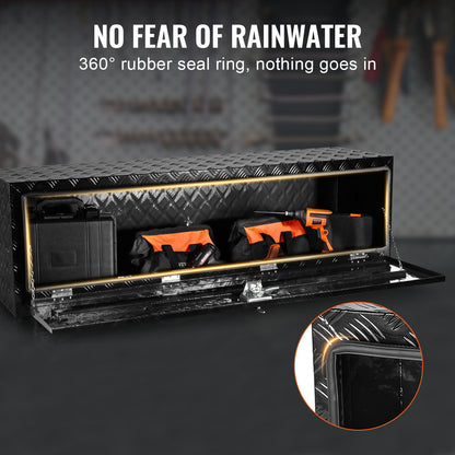VEVOR Underbody Truck Box, 60" x 17" x 18" Pickup Storage Box, Heavy Duty Aluminum Diamond Plate Tool Box with Lock and Keys, Waterproof Trailer Storage Box with T-Handle Latch for Truck, Van, Trailer - CDKCGJX26017EYJ1NV0 - view 6
