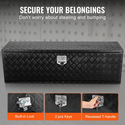 VEVOR Underbody Truck Box, 60" x 17" x 18" Pickup Storage Box, Heavy Duty Aluminum Diamond Plate Tool Box with Lock and Keys, Waterproof Trailer Storage Box with T-Handle Latch for Truck, Van, Trailer - CDKCGJX26017EYJ1NV0 - view 7